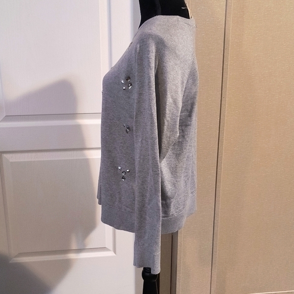 MICHAEL Michael Kors Jewel Embellished Woman's Sweater Gray Size L - Picture 3 of 16